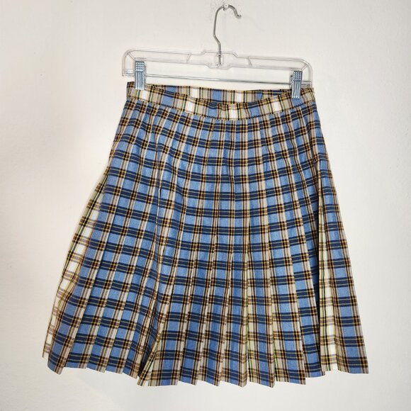 New Dennis Uniform Juniors Girls Classic Kilt Blue Yellow Santa Catalina Plaid - Picture 4 of 7
